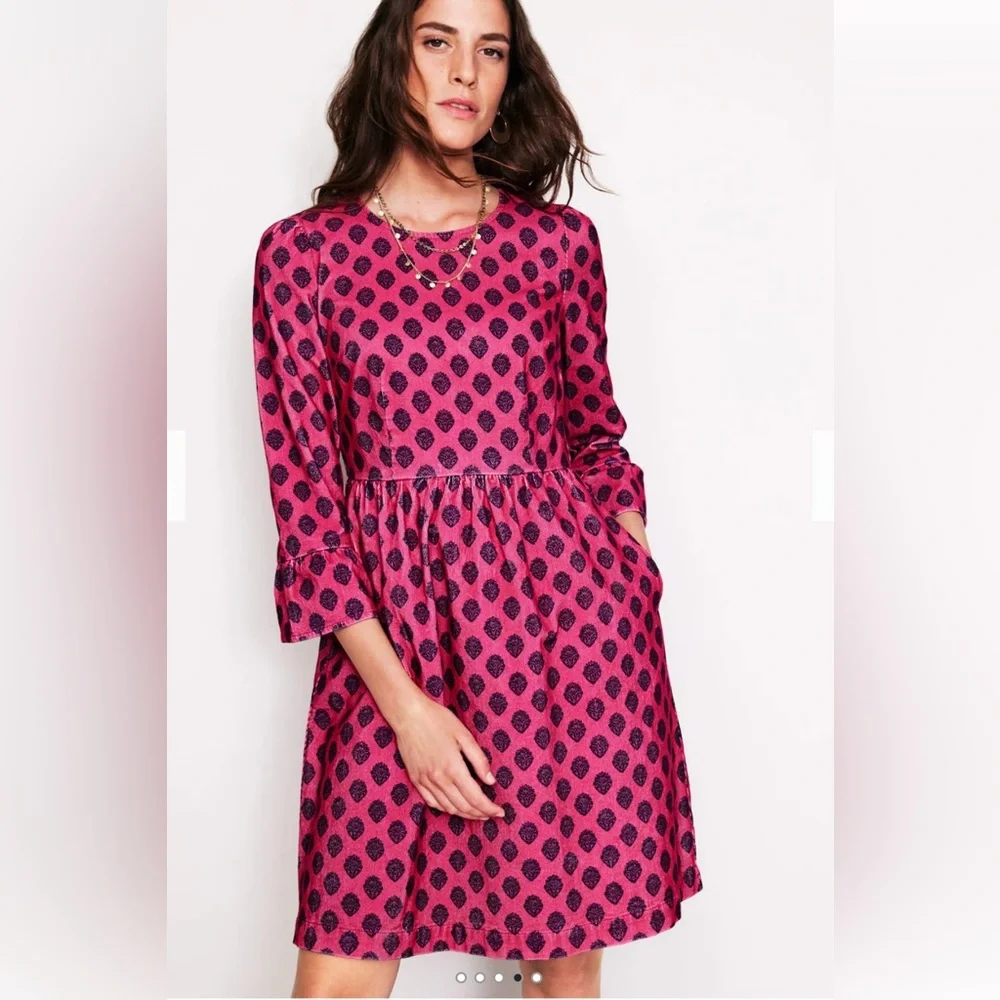 Boden Ora Pink Corduroy Dress 4 Long